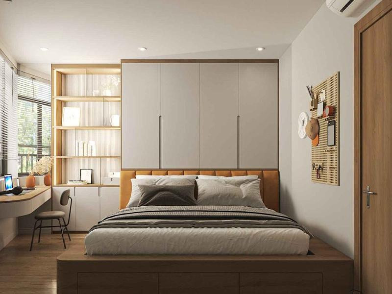 Sử dụng giường liền tủ quần áo giúp tăng tính thẩm mỹ cho căn phòng